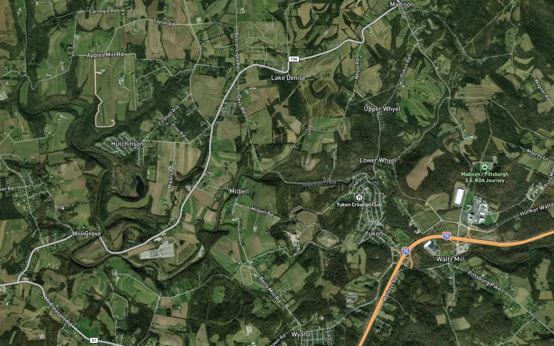 Satellite map of the Pinkerton Run
