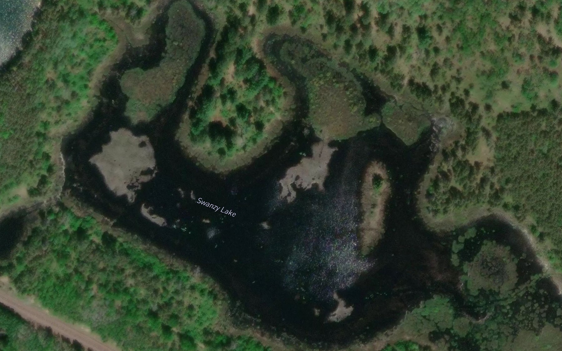 Satellite map of the Swanzy Lake