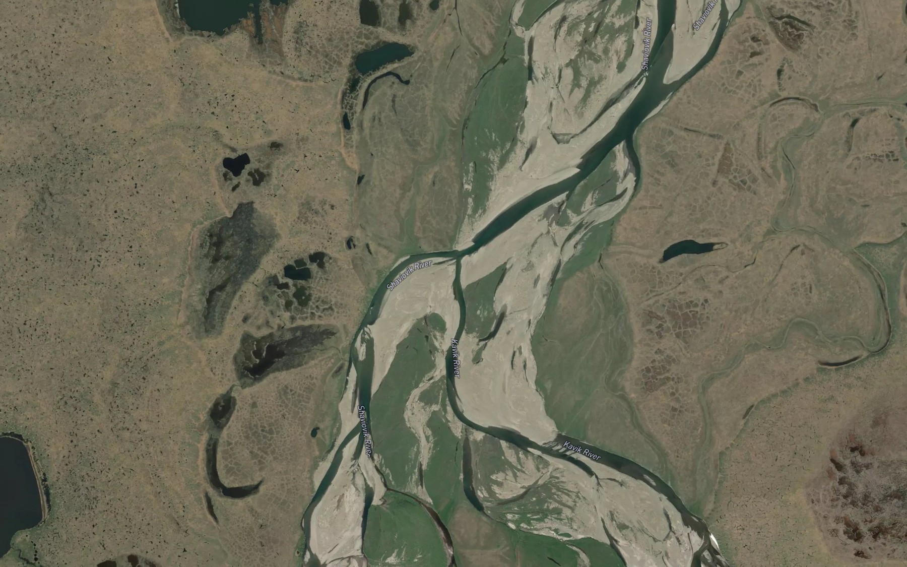 Satellite map of the Kavik River