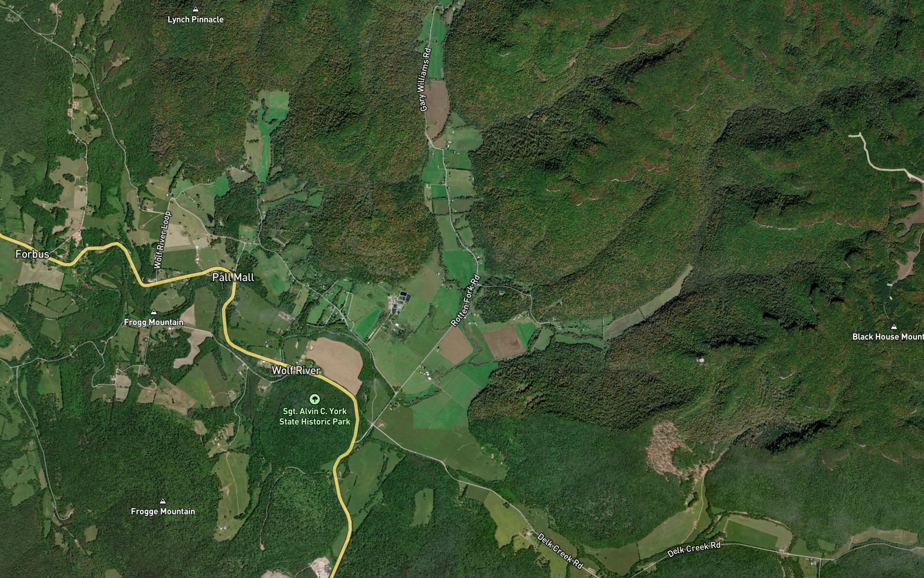 Satellite map of the Rotten Fork Wolf River