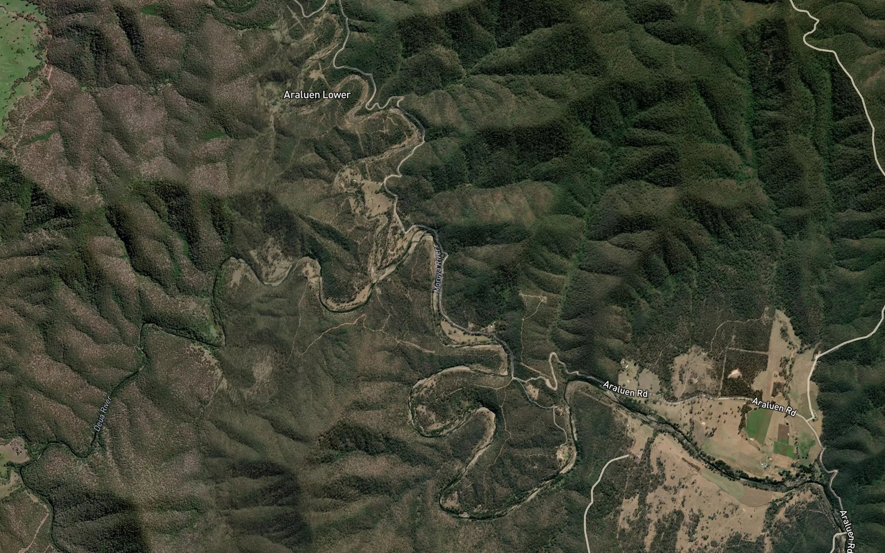 Satellite map of the Deua River