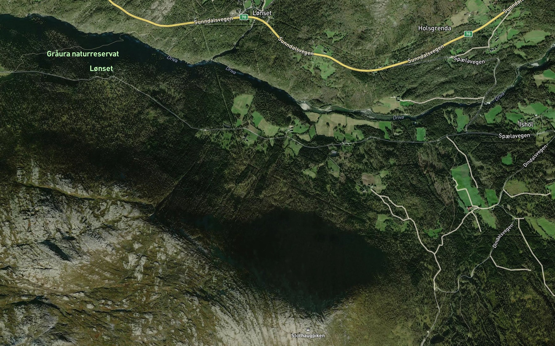 Satellite map of the Gurihaugbekken