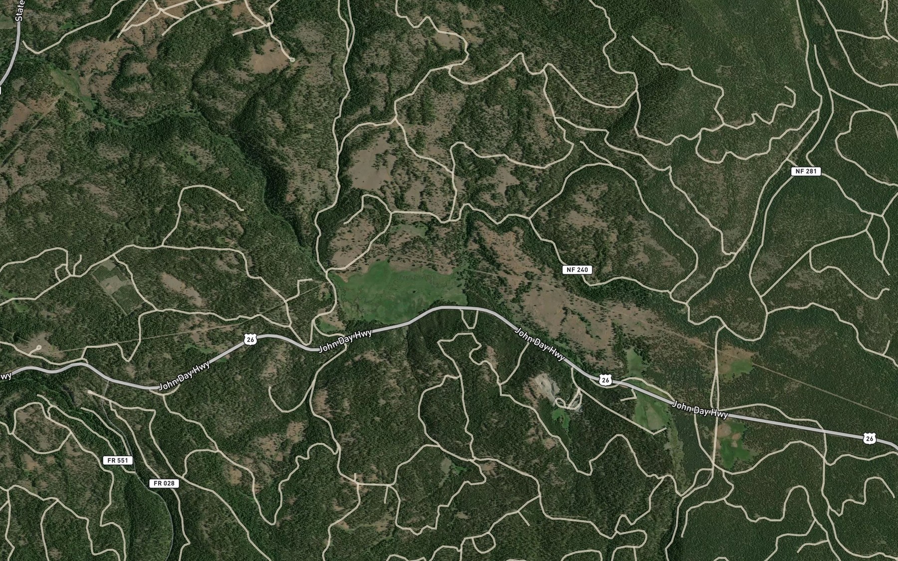 Satellite map of the Squaw Creek