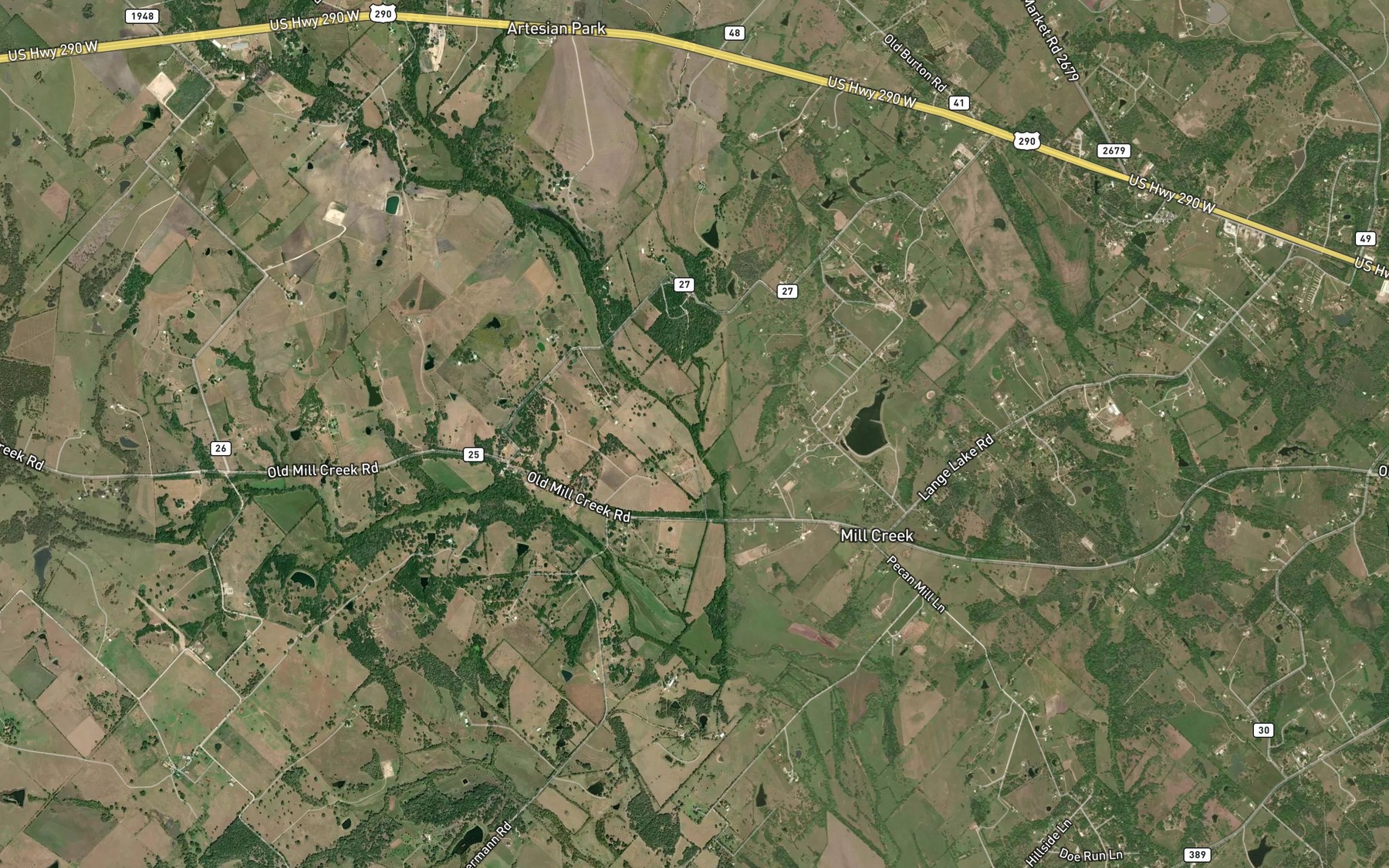 Satellite map of the Opossum Creek