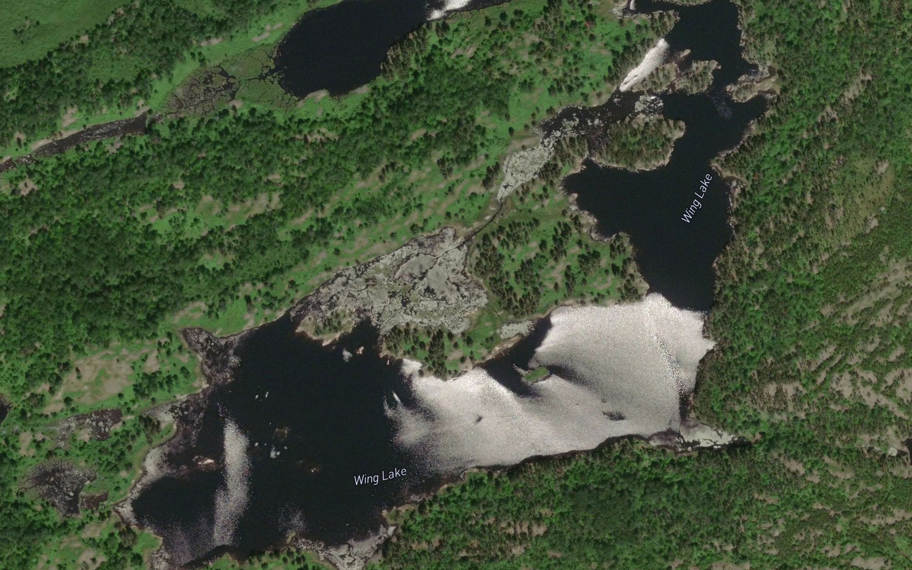 Satellite map of the Wing Lake