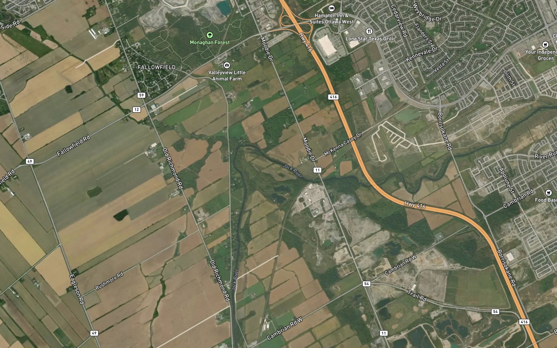 Satellite map of the Mahoney Creek