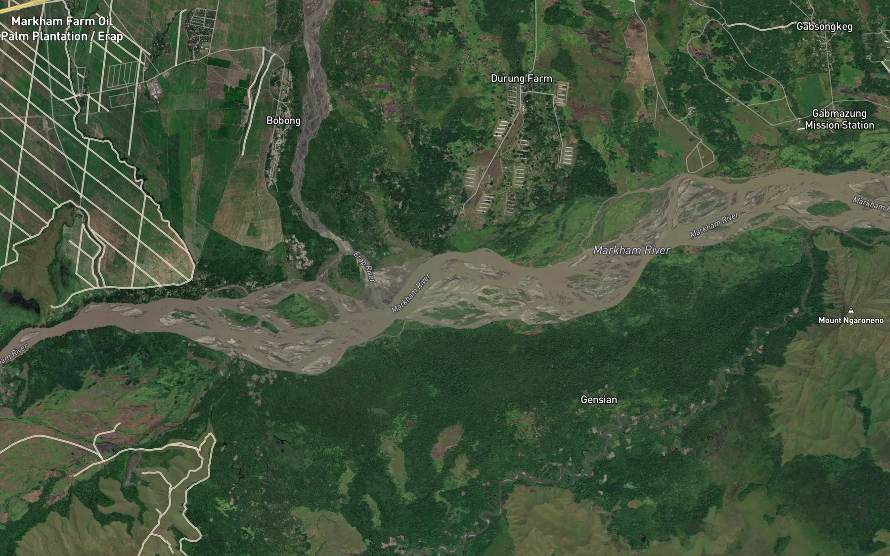 Satellite map of the Erap River