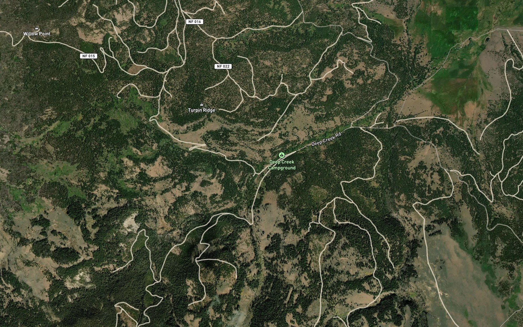 Satellite map of the North Fork Deep Creek