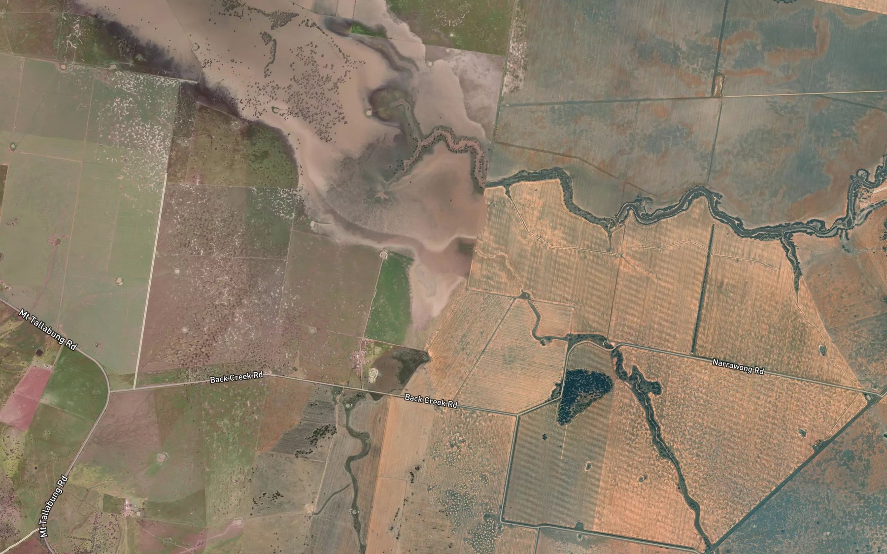 Satellite map of the Wondoorangan Creek