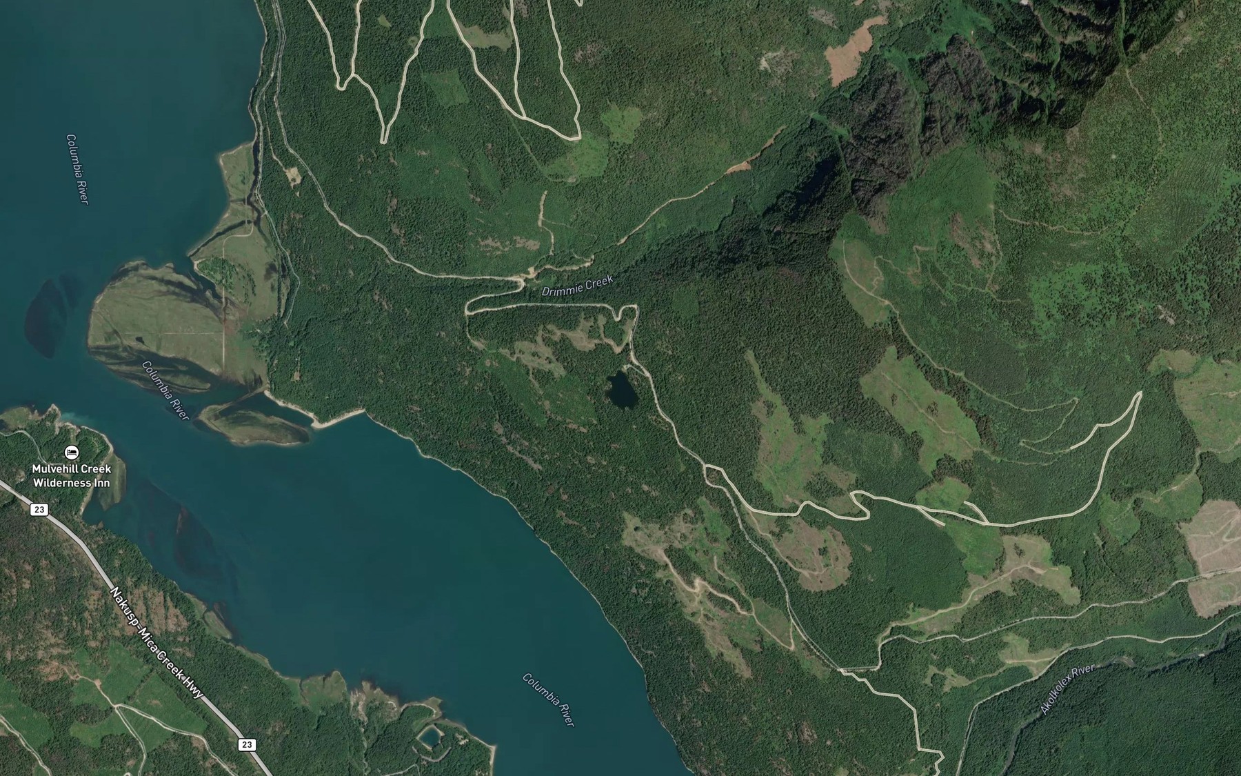 Satellite map of the Echo Lake