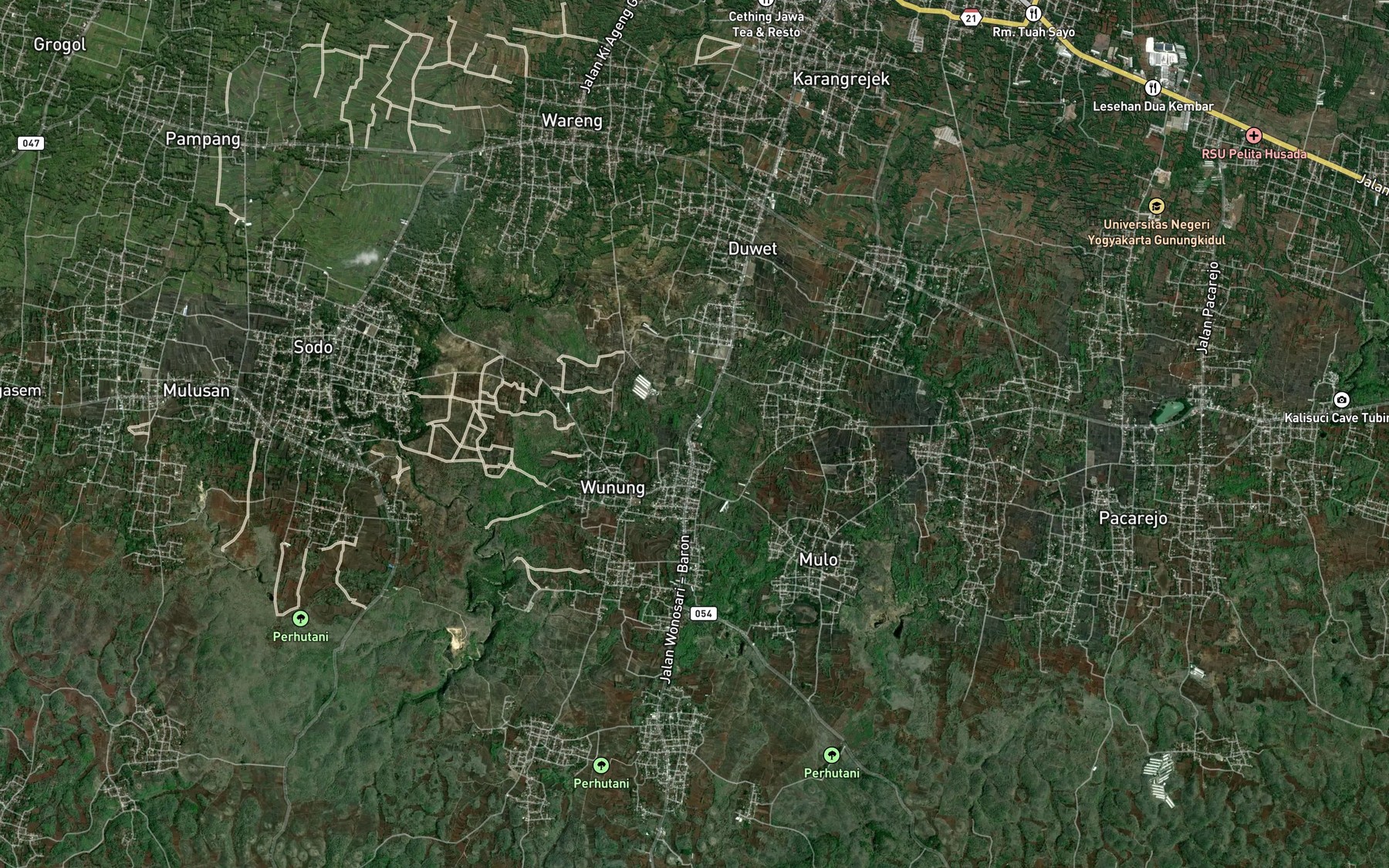 Satellite map of the Telaga Mulo