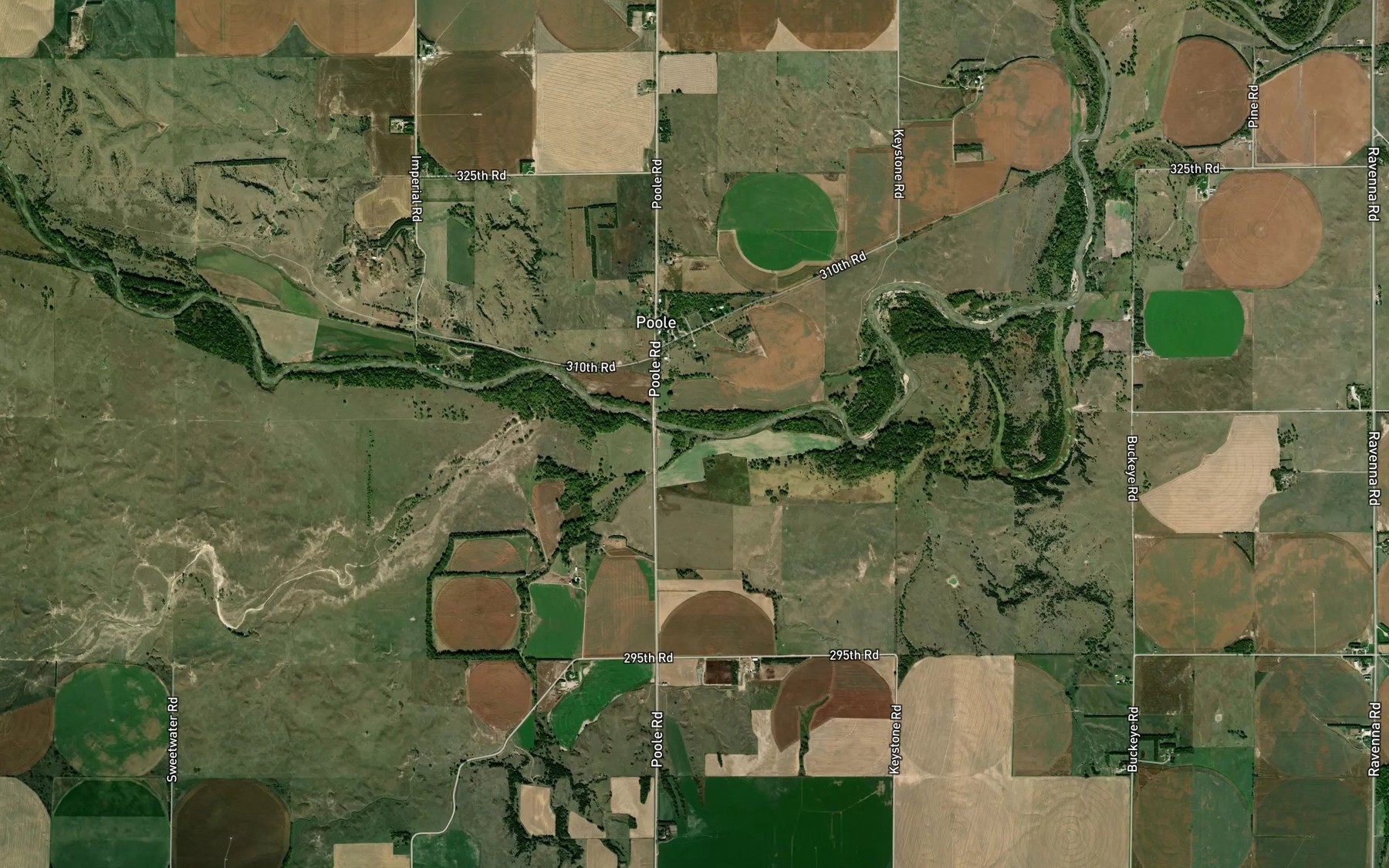 Satellite map of the Cedar Creek