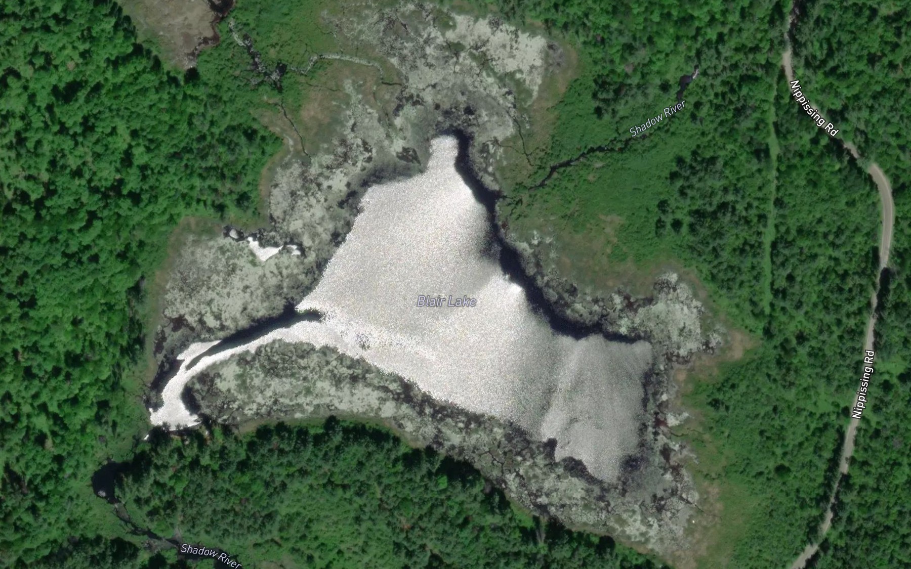 Satellite map of the Blair Lake