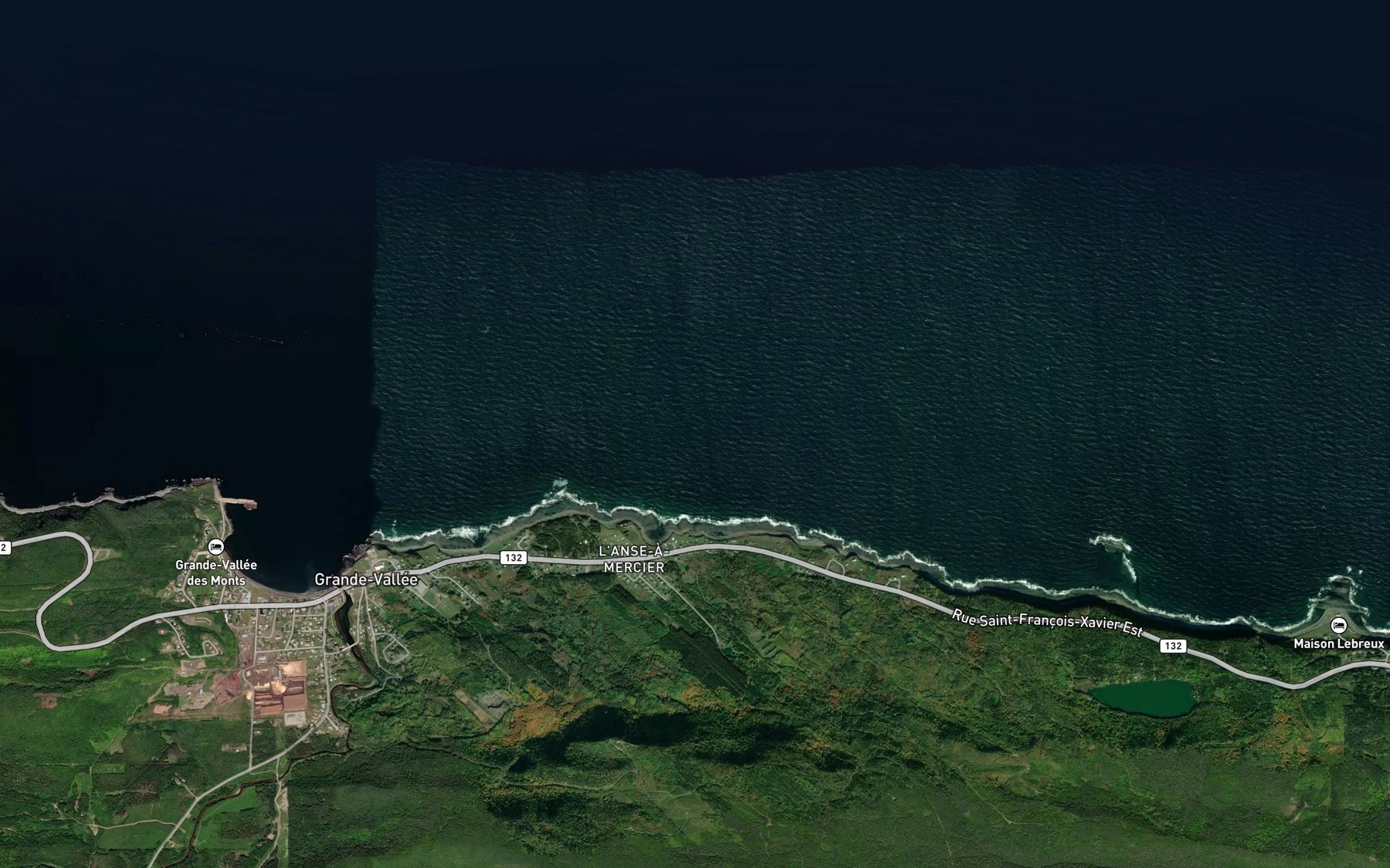 Satellite map of the Anse des Gagne