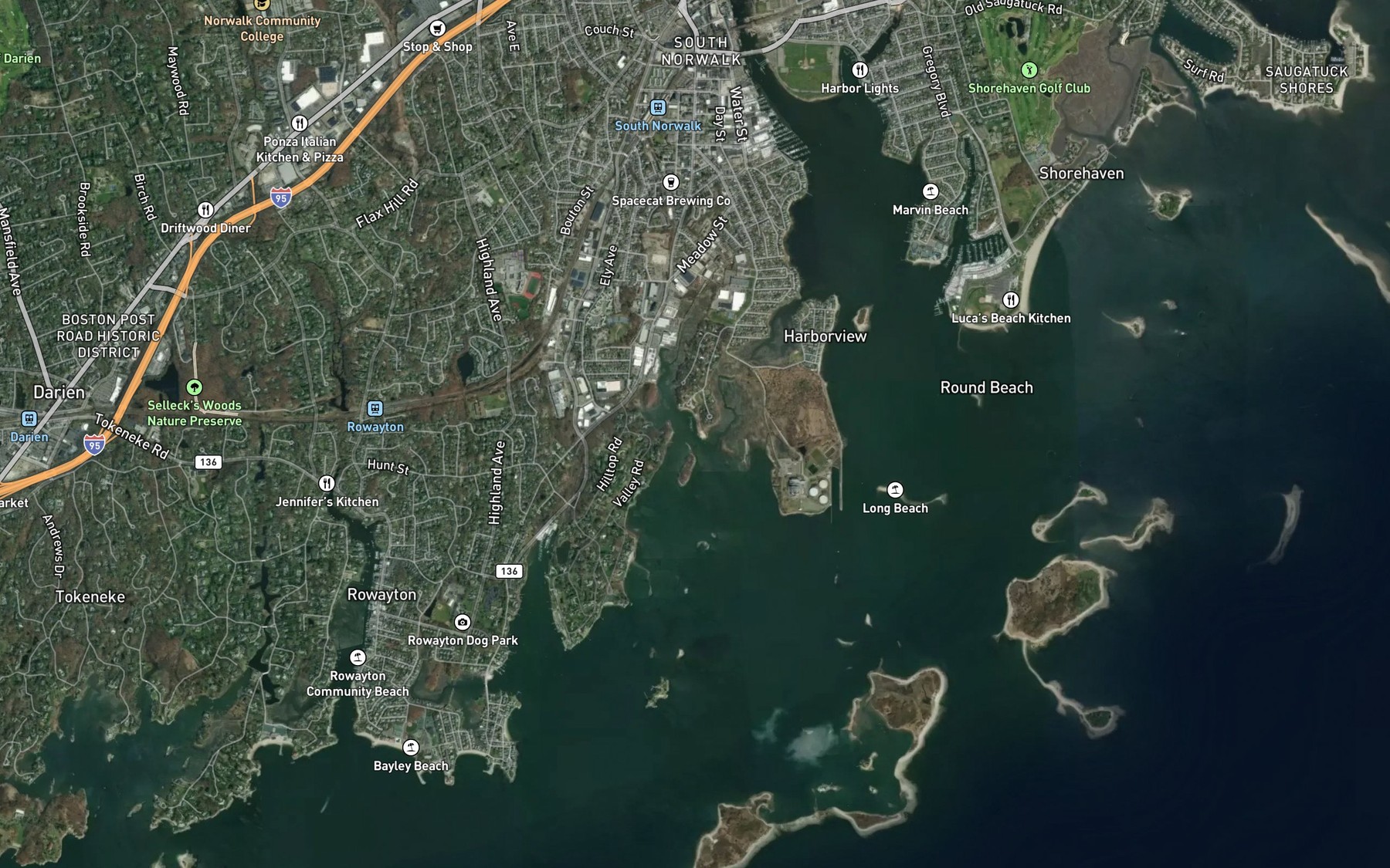 Satellite map of the Village Creek