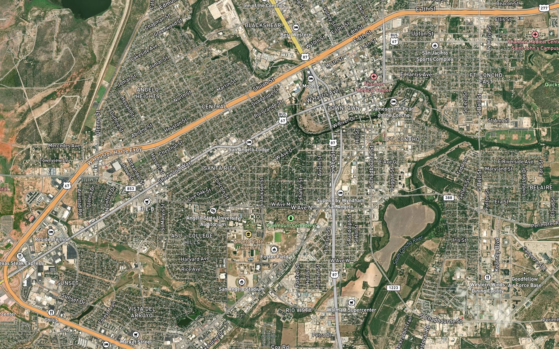 Satellite map of the Sulphur Springs