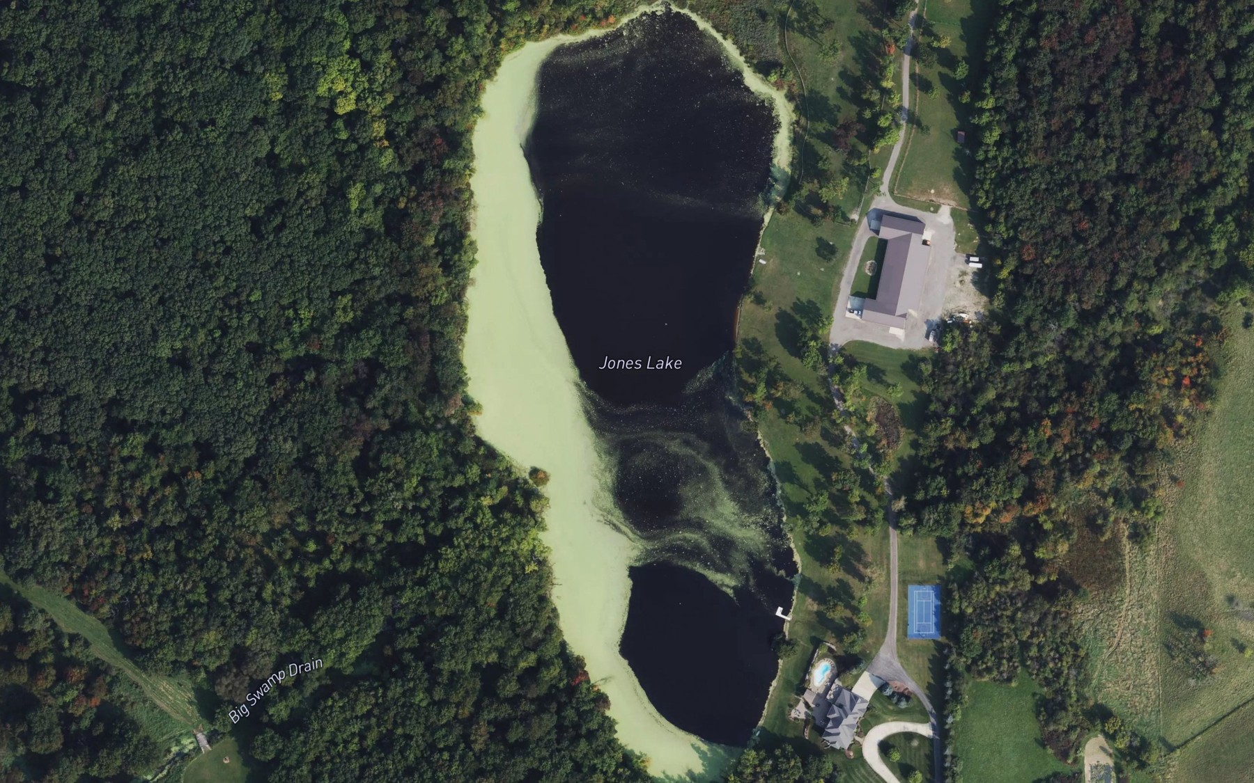 Satellite map of the Jones Lake