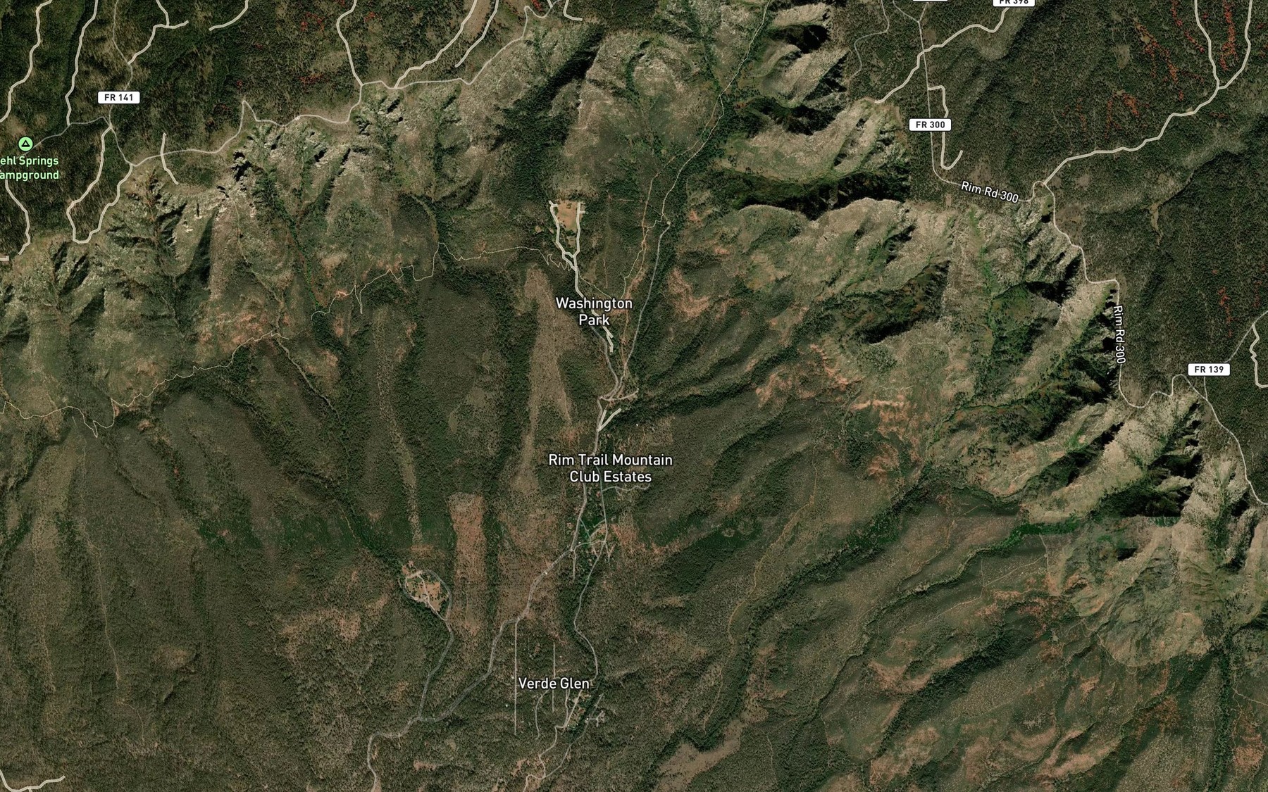 Satellite map of the Mail Creek