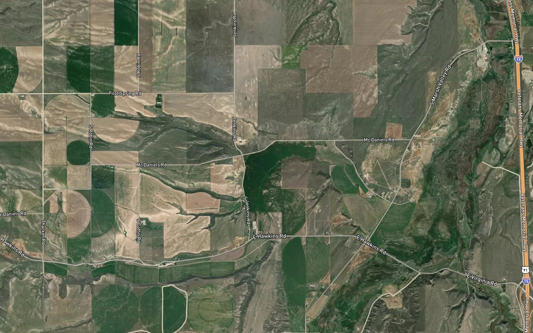 Satellite map of the Pilot Spring Creek