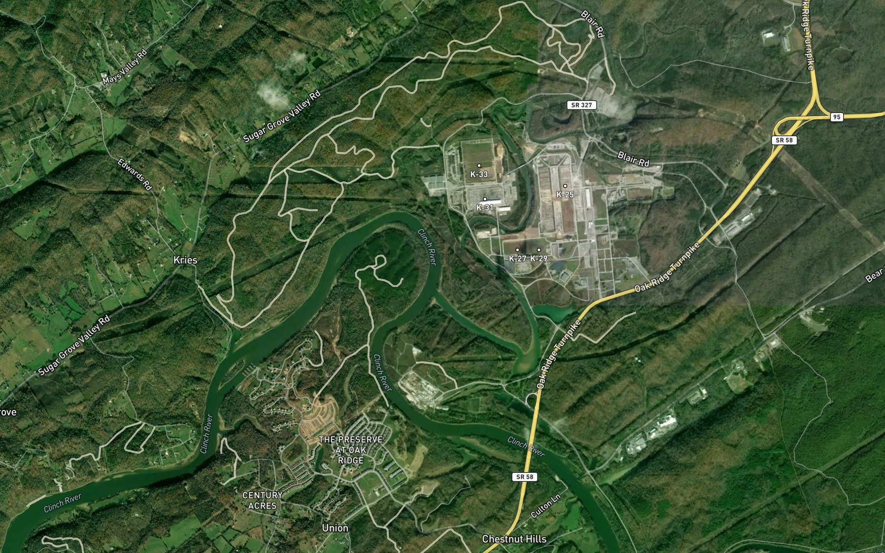 Satellite map of the Poplar Creek