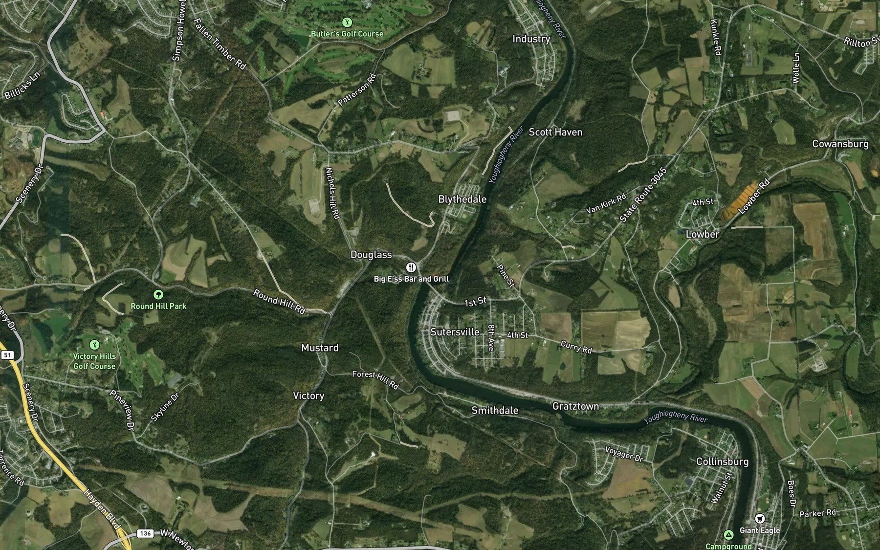Satellite map of the Gillespie Run