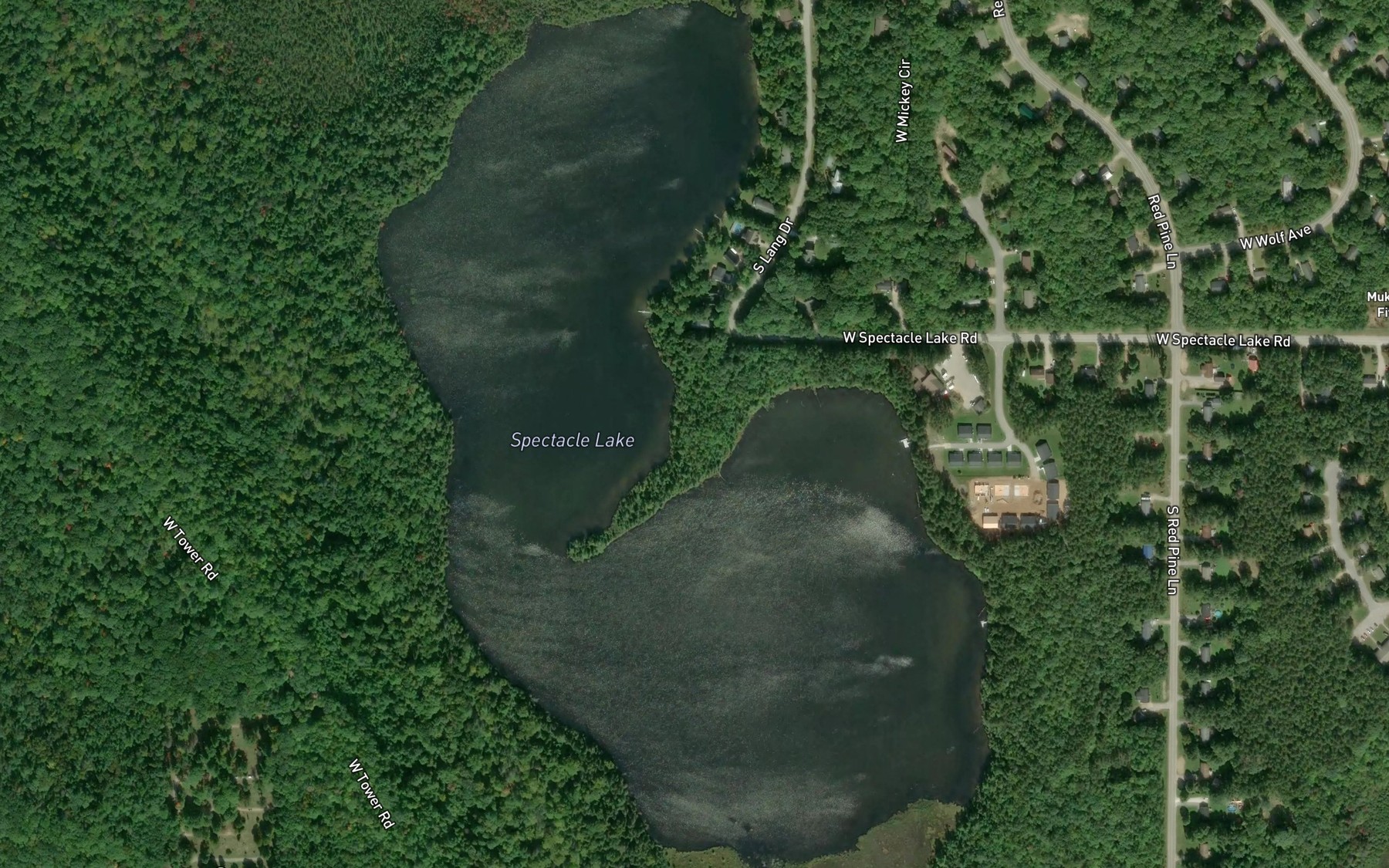 Satellite map of the Spectacle Lake