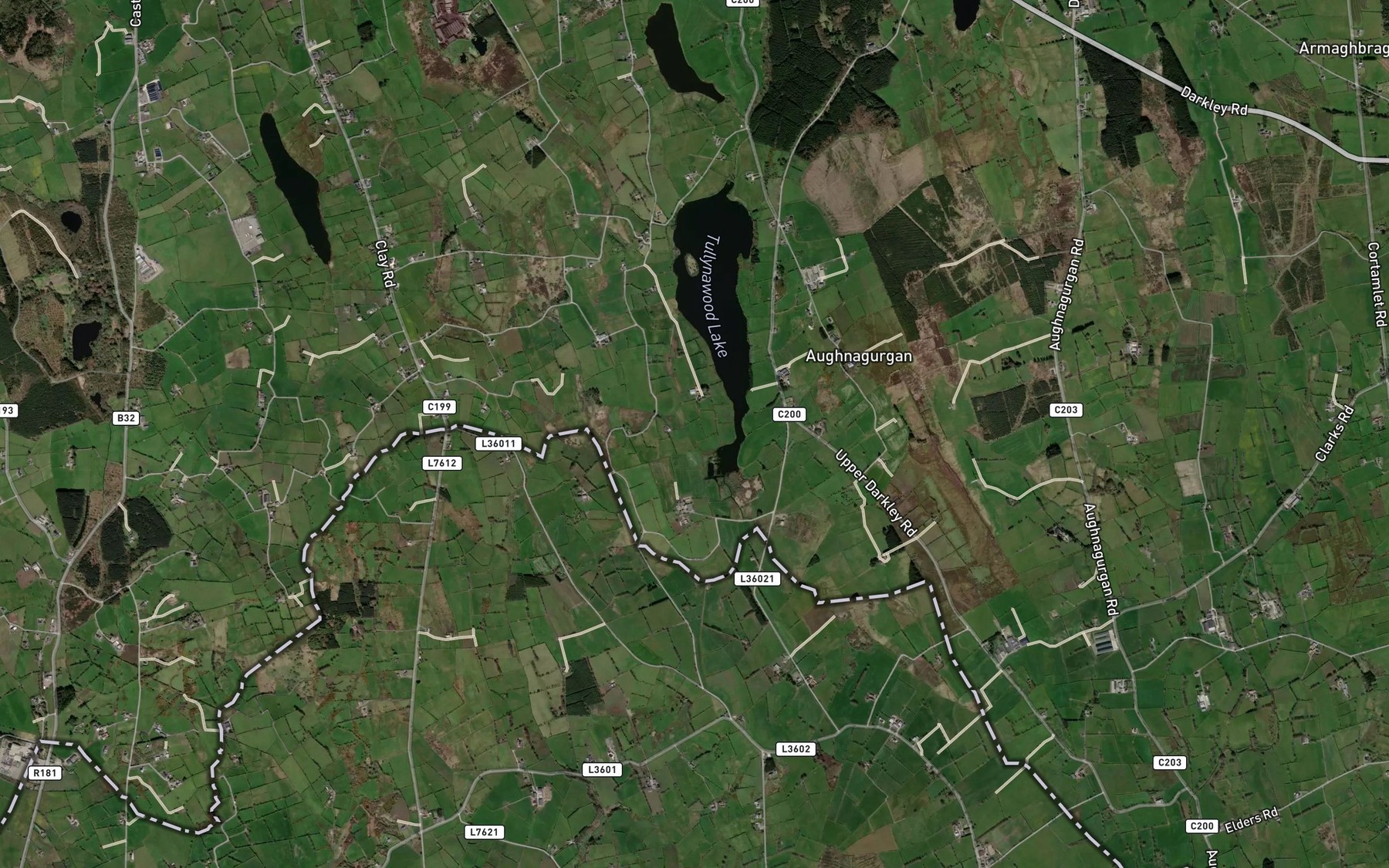 Satellite map of the Tullynawood Lake