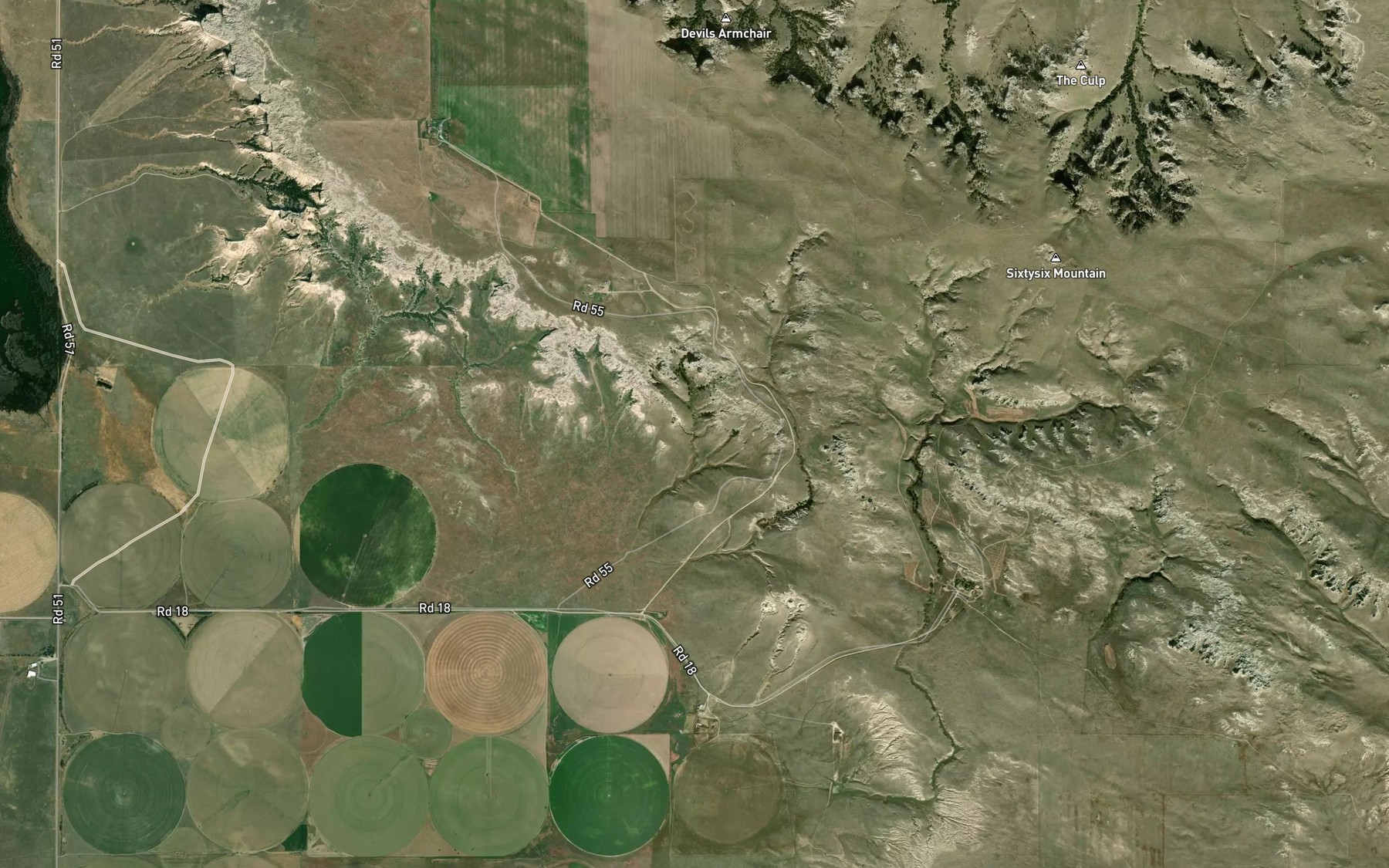 Satellite map of the Bull Pasture Spring