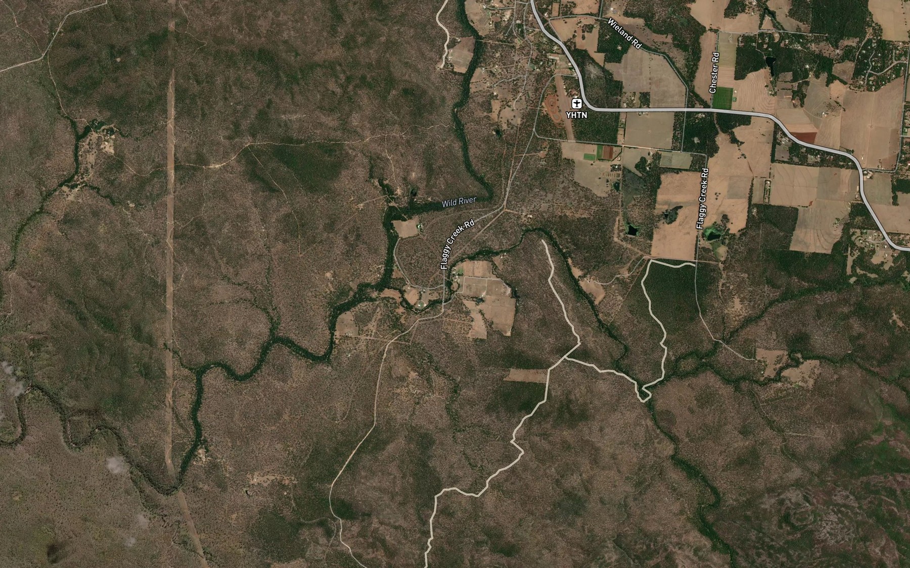 Satellite map of the Flaggy Creek