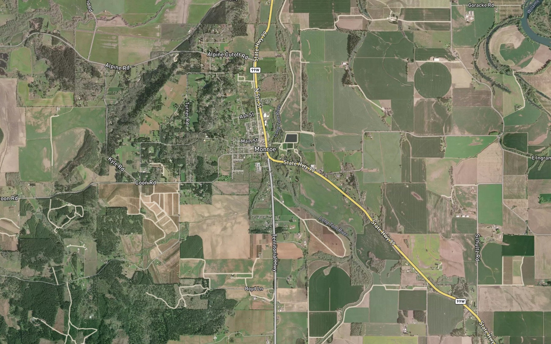 Satellite map of the Shafer Creek