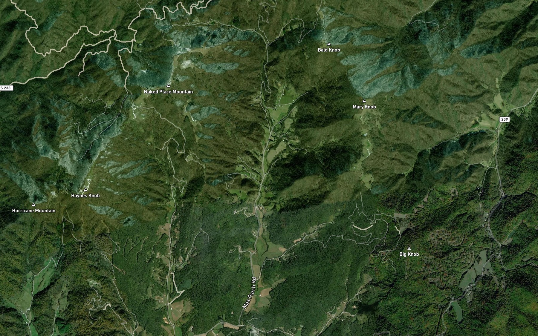 Satellite map of the Sally Branch