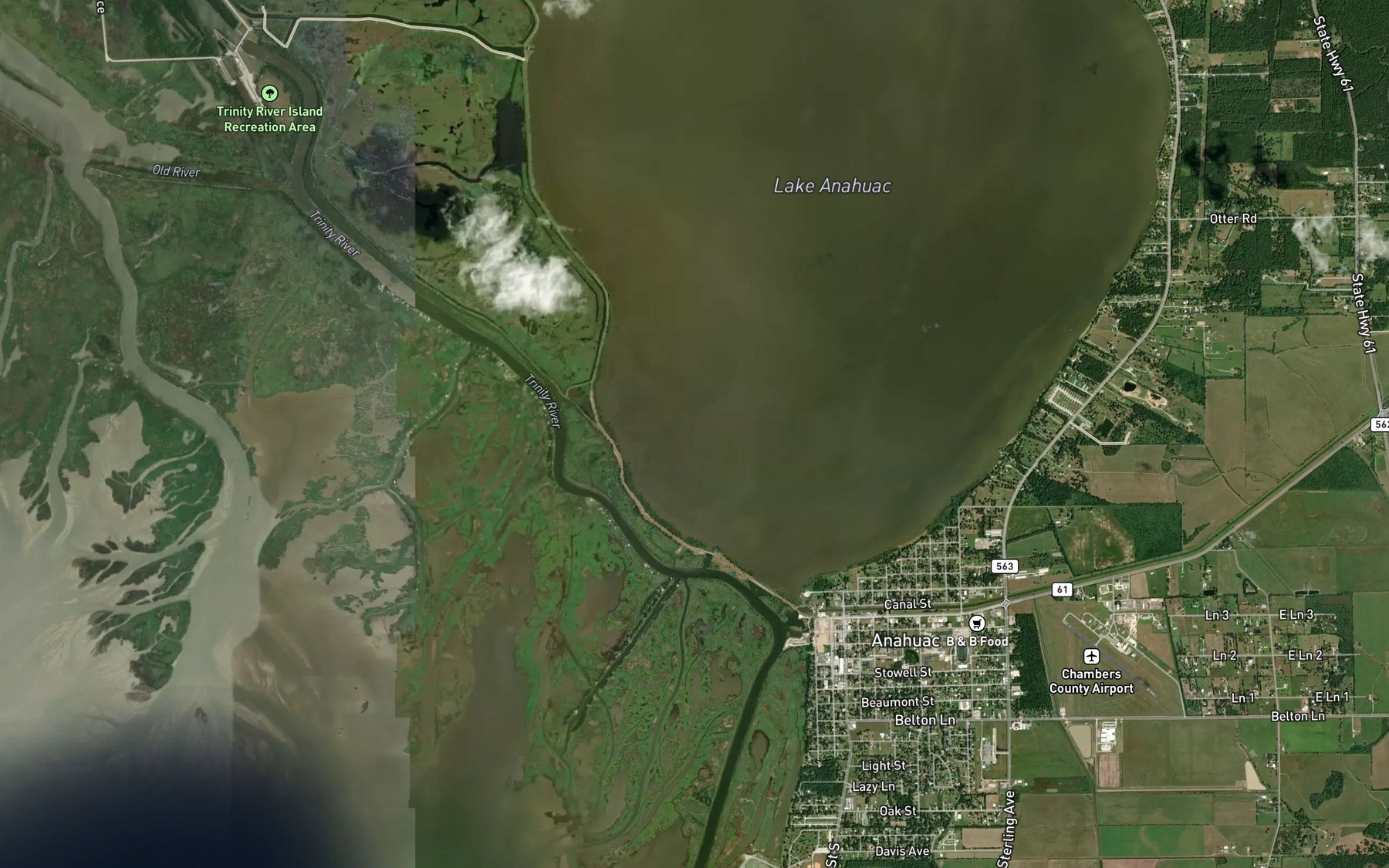 Satellite map of the Barge Bayou