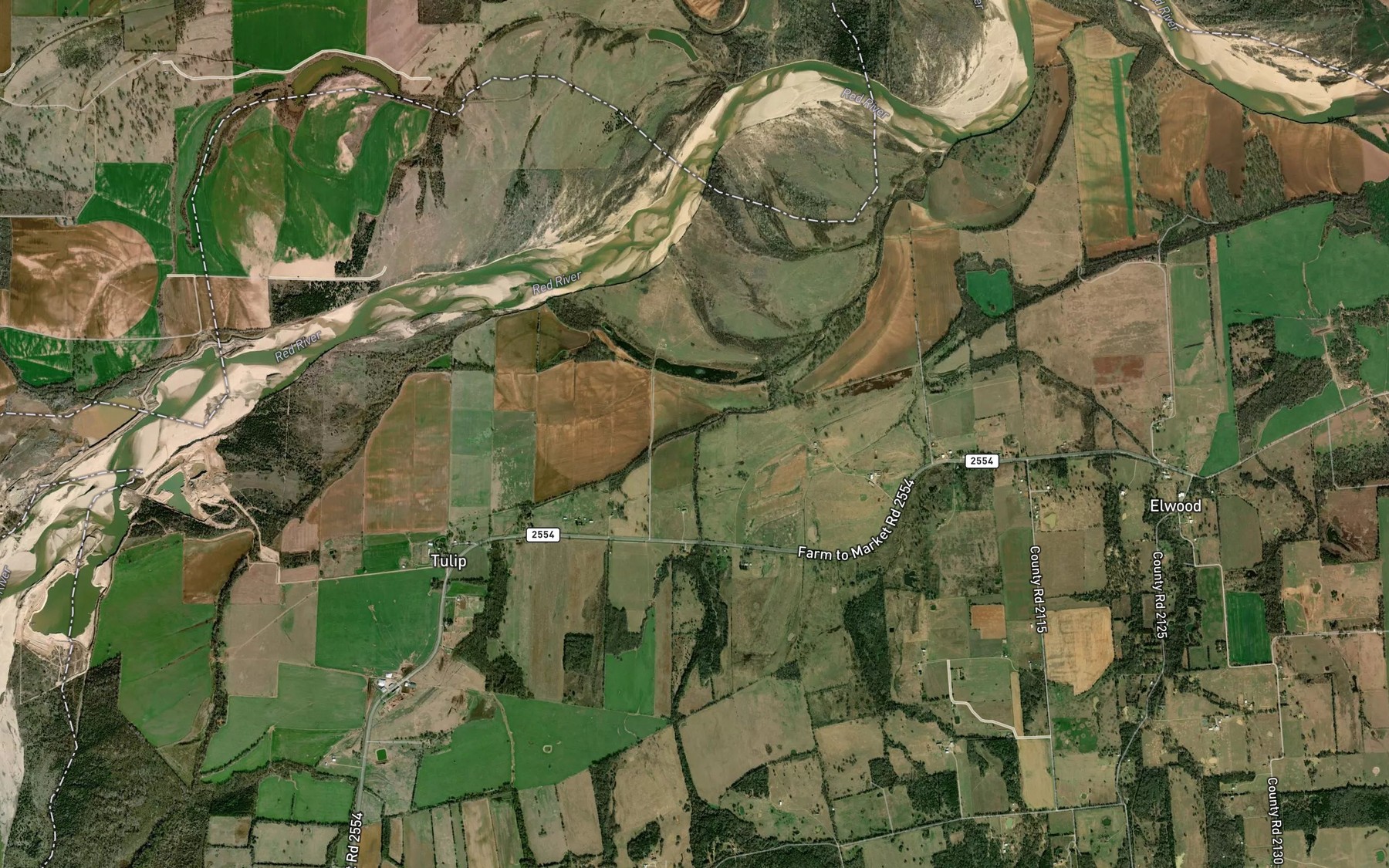Satellite map of the Roberts Springs Branch