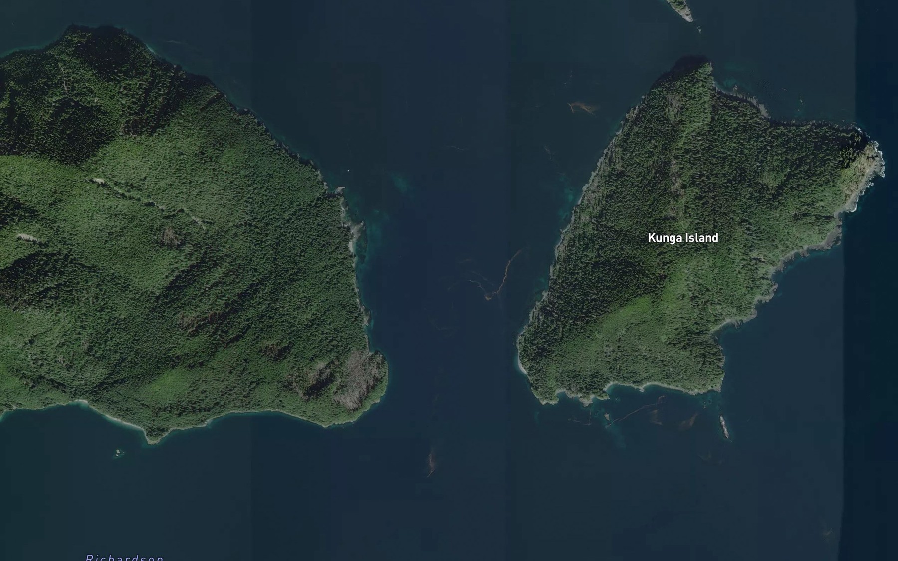 Satellite map of the Klue Passage