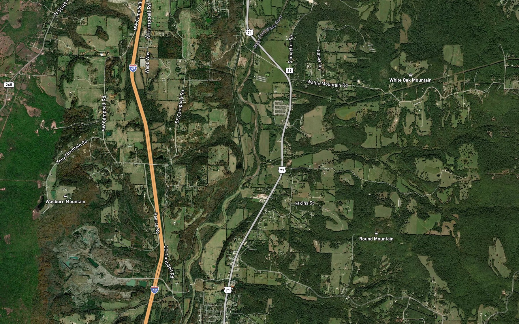 Satellite map of the Rock Creek