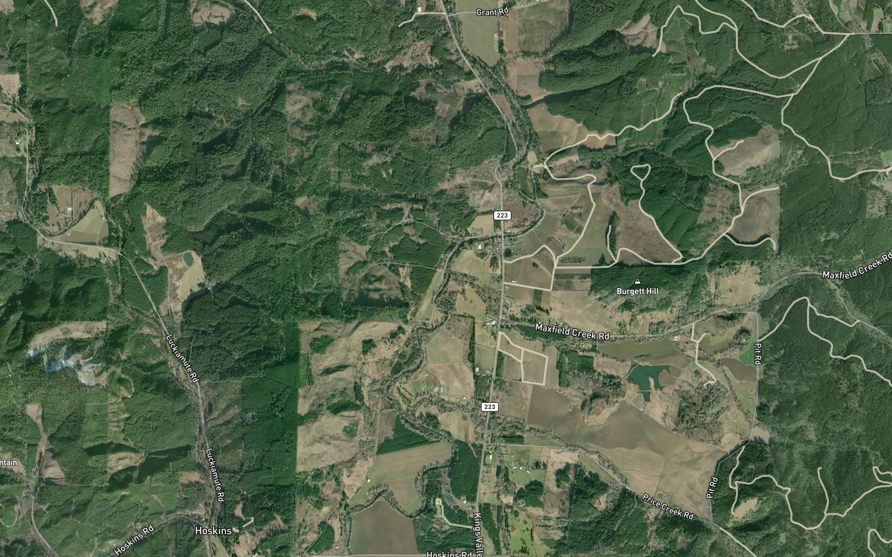 Satellite map of the Maxfield Creek