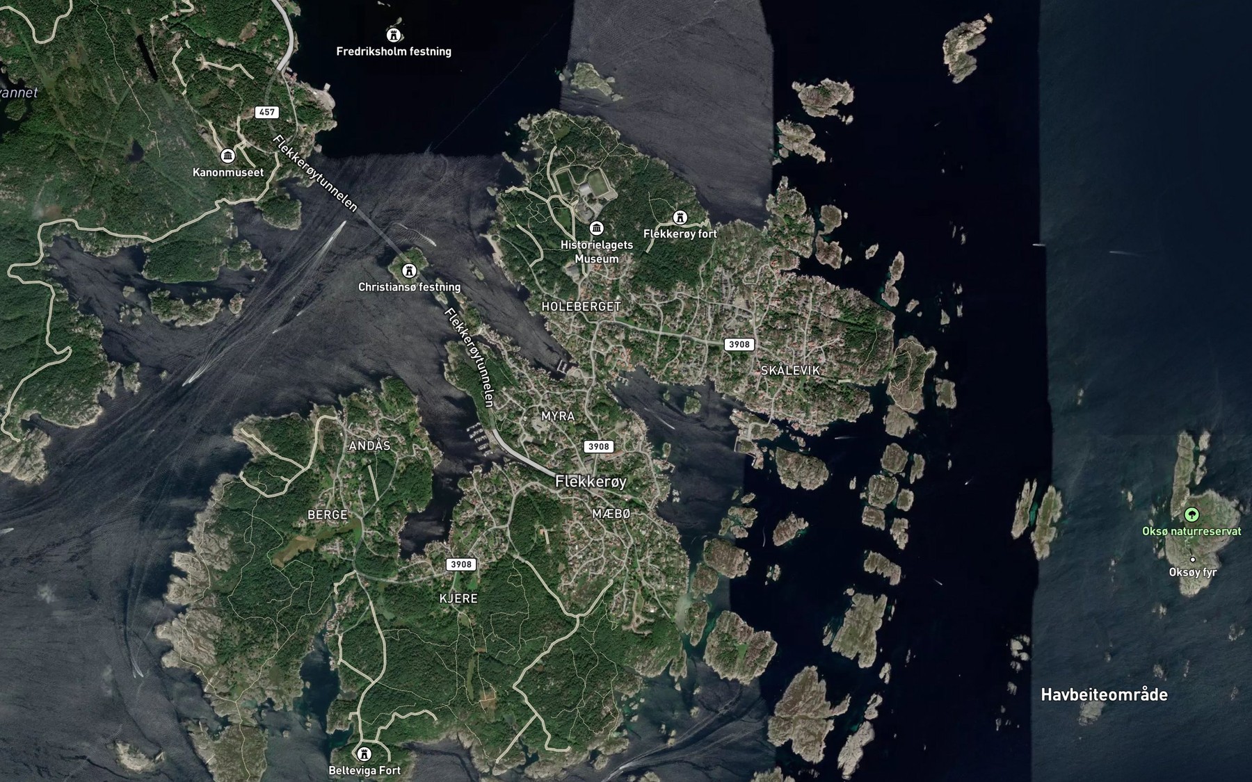 Satellite map of the Ytre Lindebokil