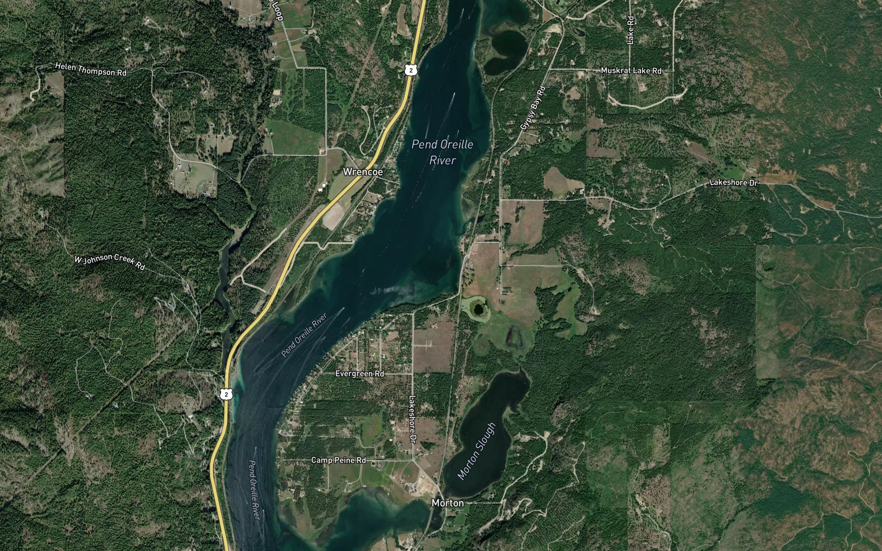 Satellite map of the Mallard Bay