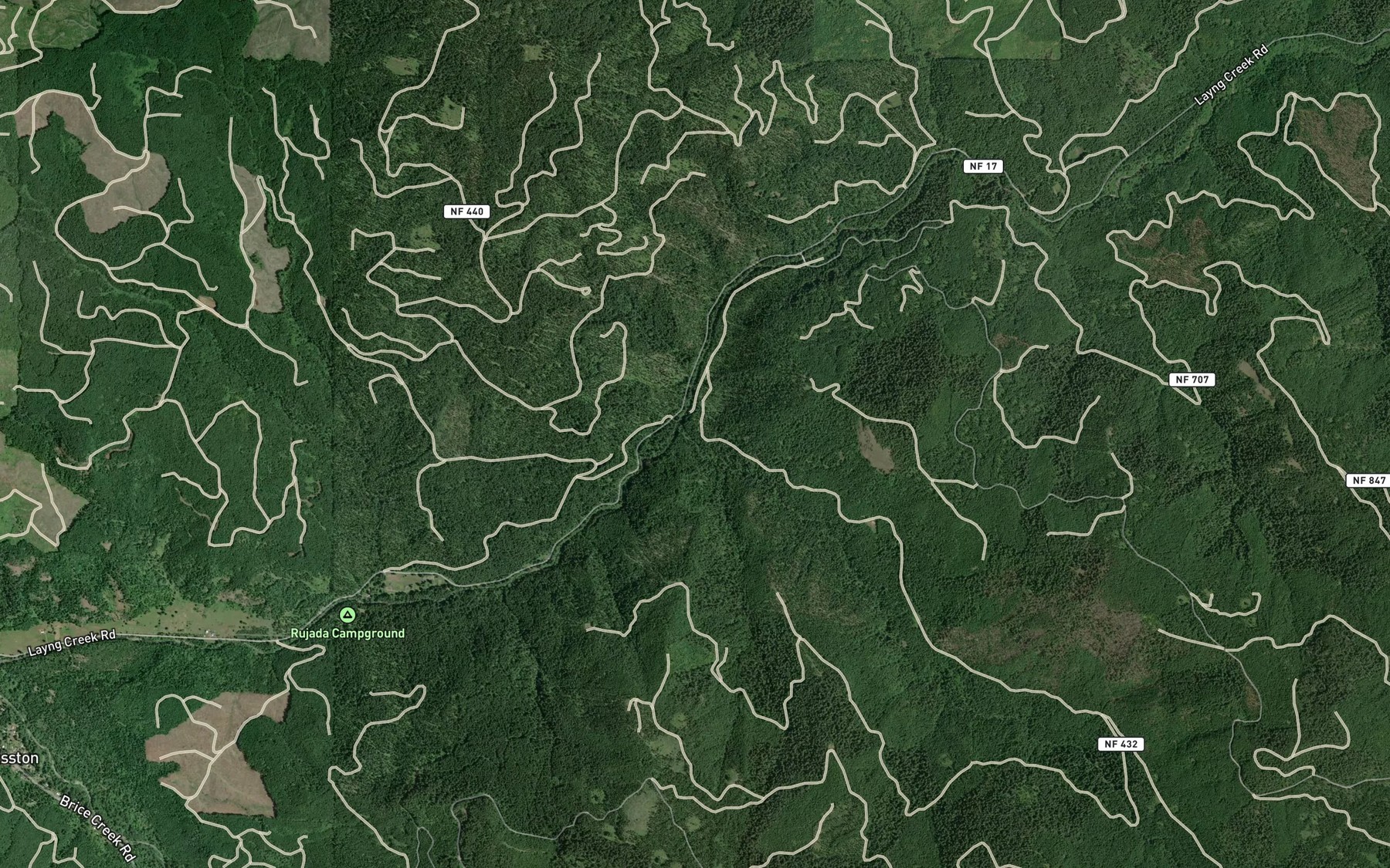 Satellite map of the Dinner Creek