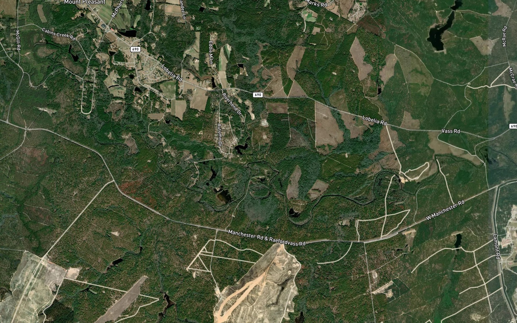 Satellite map of the Buffalo Creek