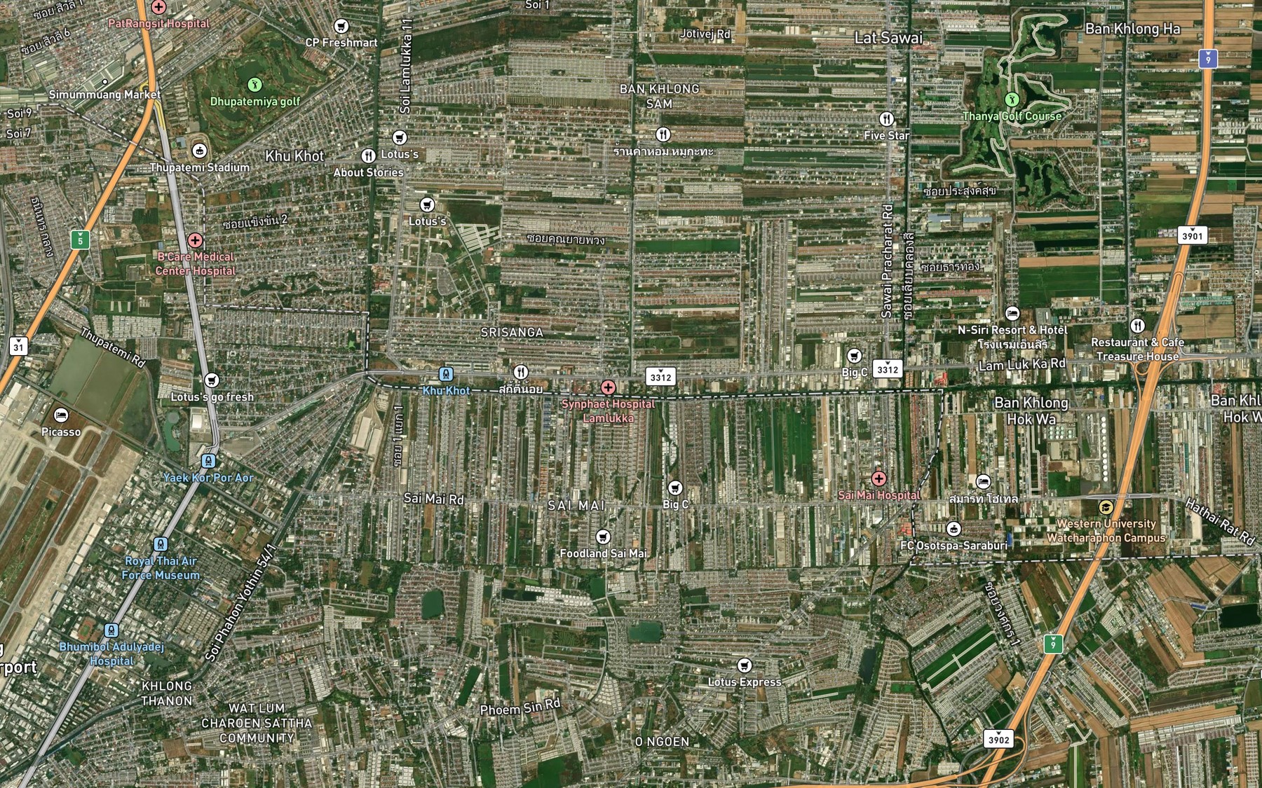 Satellite map of the Khlong Sam