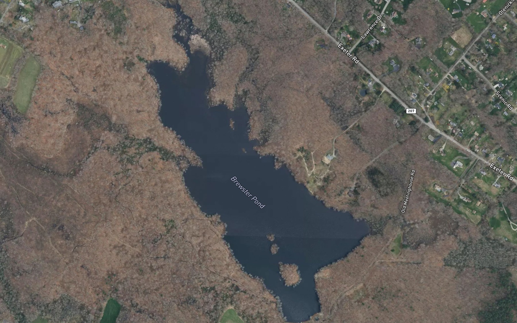 Satellite map of the Brewster Pond