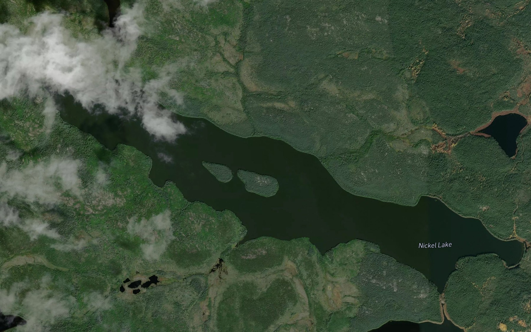 Satellite map of the Nickel Lake
