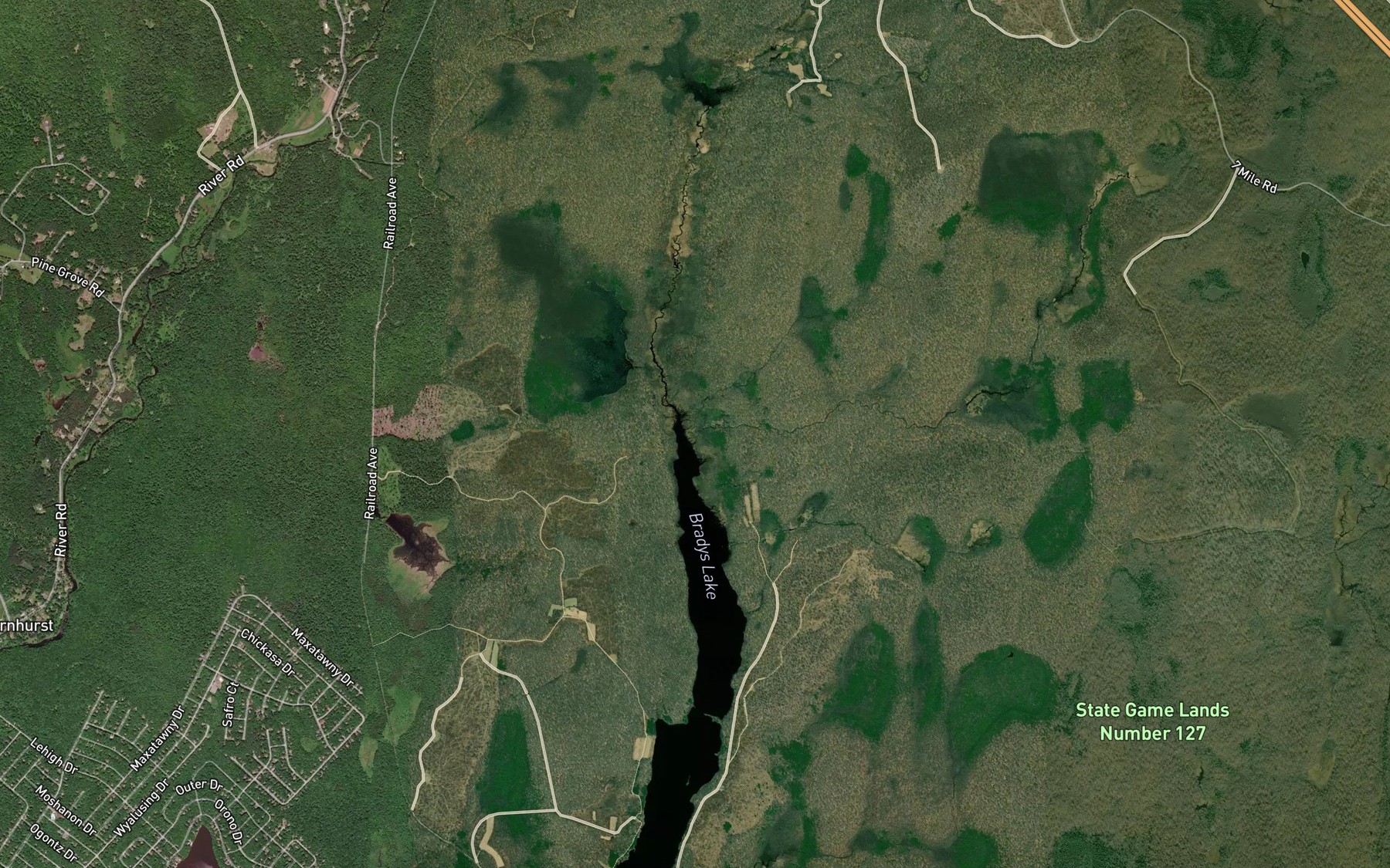 Satellite map of the Blexley Run