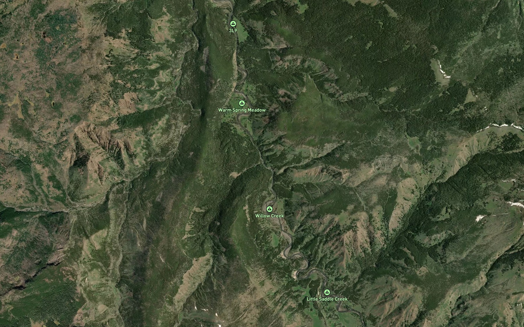 Satellite map of the Willow Creek