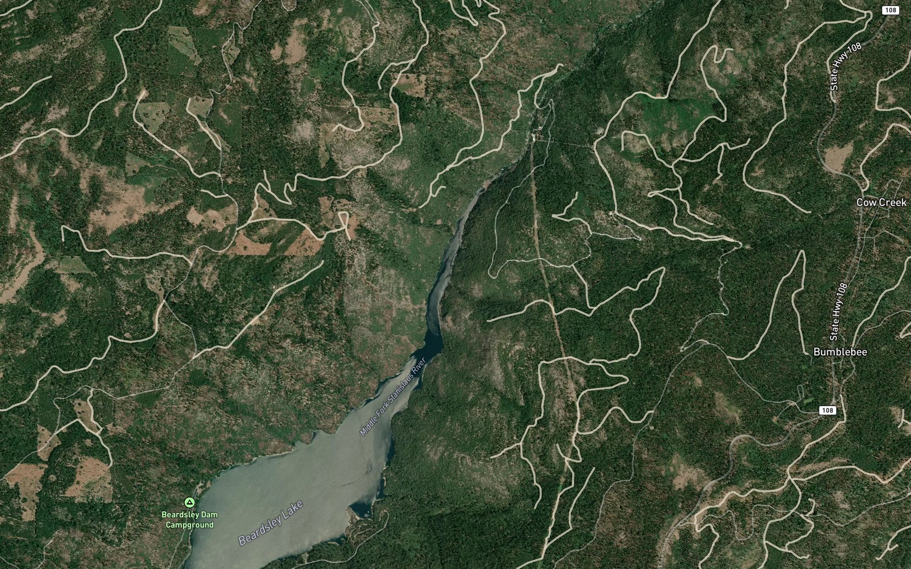 Satellite map of the Cow Creek