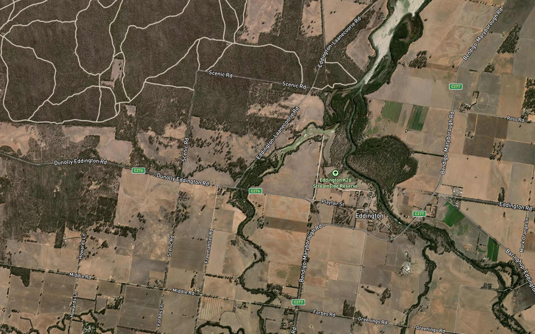 Satellite map of the Bet Bet Creek