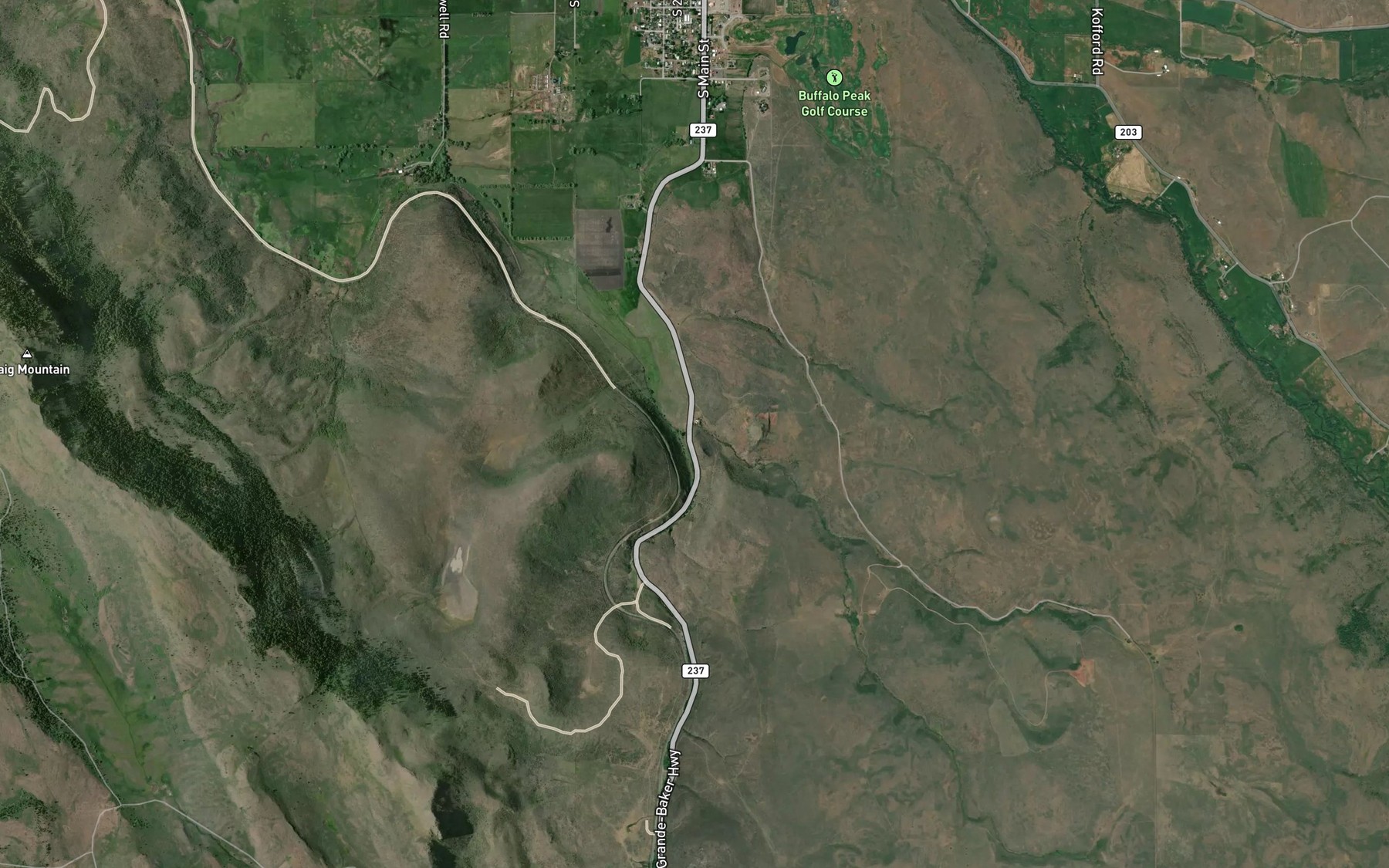 Satellite map of the Kelly Springs Creek