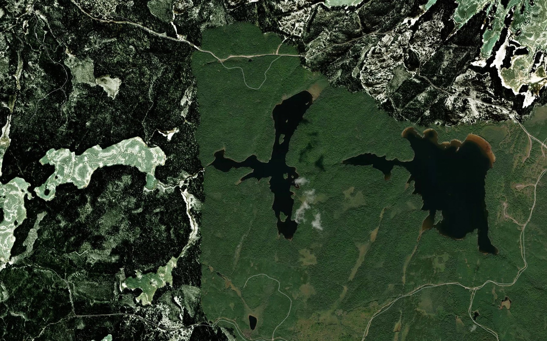 Satellite map of the Bootleg Lake