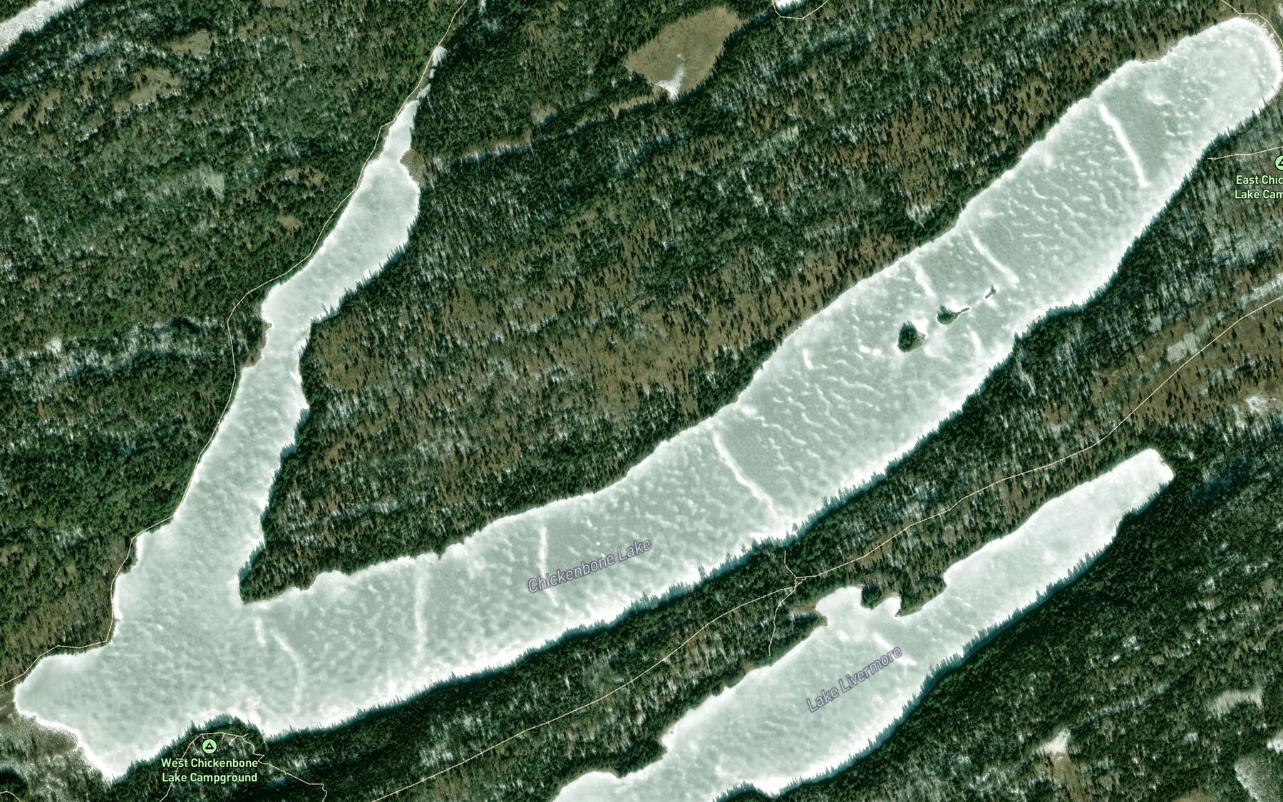 Satellite map of the Chickenbone Lake